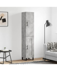 Buffet haut Gris béton 34,5x34x180 cm Bois d'ingénierie | Mobilier & Déco