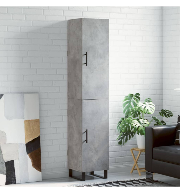 Buffet haut Gris béton 34,5x34x180 cm Bois d'ingénierie | Mobilier & Déco