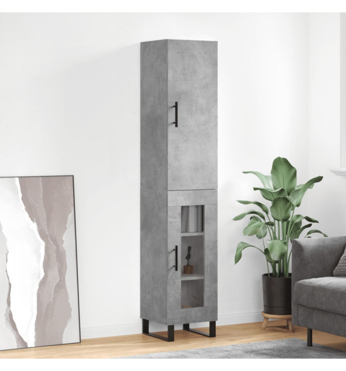 Buffet haut Gris béton 34,5x34x180 cm Bois d'ingénierie | Mobilier & Déco