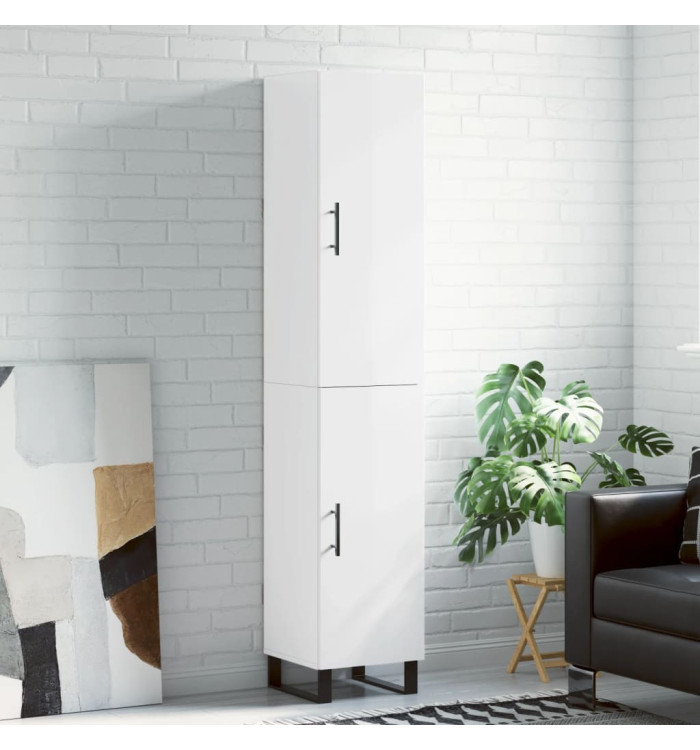 Buffet haut Blanc brillant 34,5x34x180 cm Bois d'ingénierie | Mobilier & Déco