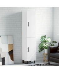 Buffet haut Blanc brillant 34,5x34x180 cm Bois d'ingénierie | Mobilier & Déco