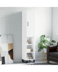 Buffet haut Blanc brillant 34,5x34x180 cm Bois d'ingénierie | Mobilier & Déco
