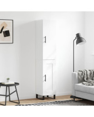 Buffet haut Blanc brillant 34,5x34x180 cm Bois d'ingénierie | Mobilier & Déco