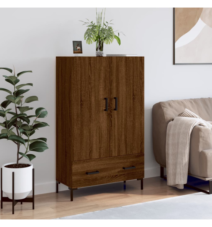 Buffet haut chêne marron 69,5x31x115 cm bois d'ingénierie | Mobilier & Déco