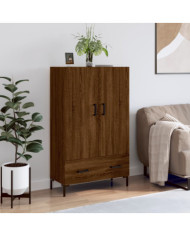 Buffet haut chêne marron 69,5x31x115 cm bois d'ingénierie | Mobilier & Déco