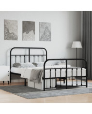 Cadre de lit métal sans matelas avec pied de lit noir 120x200cm | Mobilier & Déco