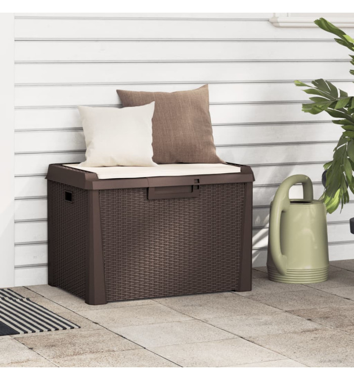 Boîte de rangement jardin coussin de siège marron 125 L PP | Mobilier & Déco