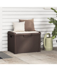 Boîte de rangement jardin coussin de siège marron 125 L PP | Mobilier & Déco