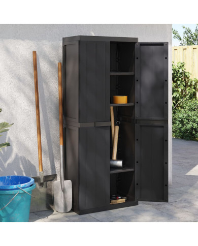 Armoire de rangement d'extérieur noir 65x37x165 cm PP | Mobilier & Déco