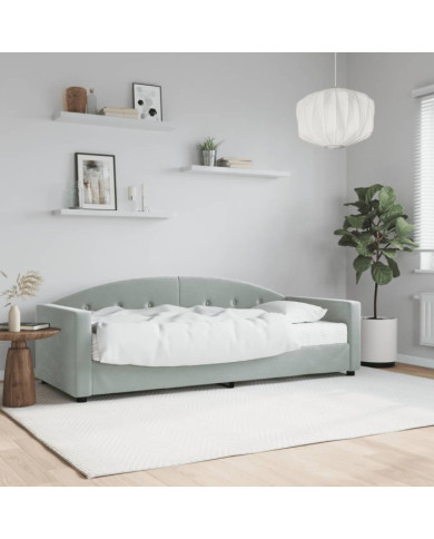 Lit de jour avec matelas gris clair 80x200 cm velours | Mobilier & Déco