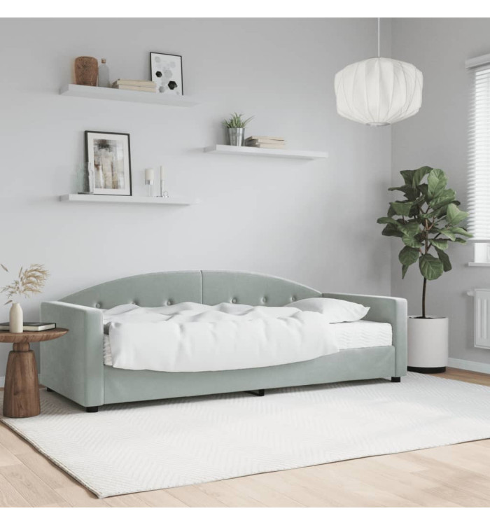 Lit de jour avec matelas gris clair 80x200 cm velours | Mobilier & Déco