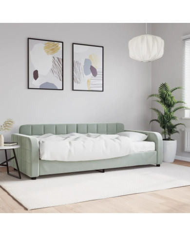 Lit de jour avec matelas gris clair 90x200 cm velours | Mobilier & Déco