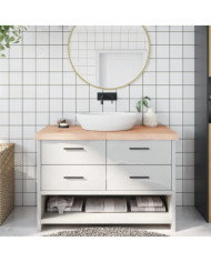 Comptoir de salle de bain 120x50x(2-6)cm bois massif non traité | Mobilier & Déco