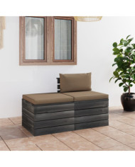 Salon palette de jardin 2 pcs avec coussins bois de pin massif | Mobilier & Déco
