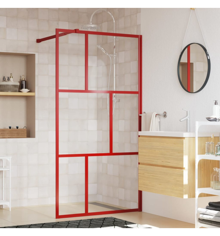 Paroi de douche avec verre ESG transparent rouge 115x195 cm | Mobilier & Déco