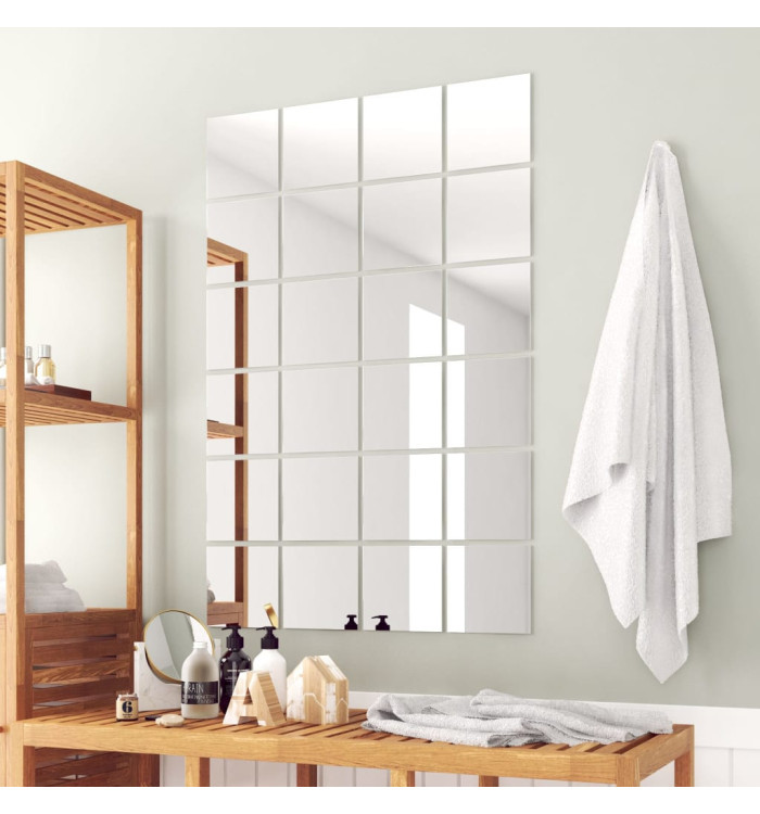 Carreaux de miroir 48 pcs Carré Verre | Mobilier & Déco