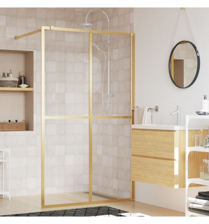 Paroi de douche avec verre ESG transparent doré 140x195 cm | Mobilier & Déco