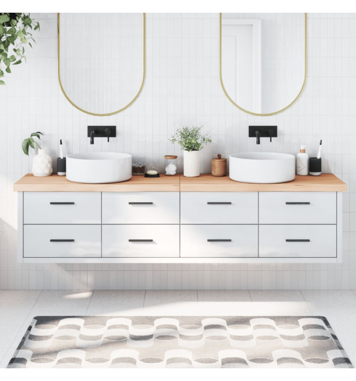 Comptoir de salle de bain 220x50x(2-6)cm bois massif non traité | Mobilier & Déco