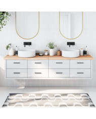 Comptoir de salle de bain 220x50x(2-6)cm bois massif non traité | Mobilier & Déco