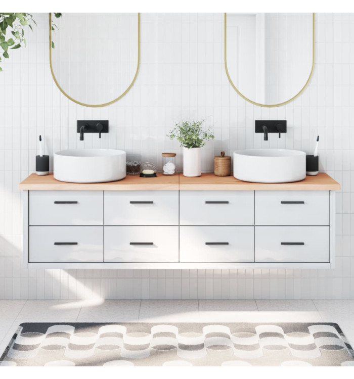 Comptoir de salle de bain 180x60x(2-4)cm bois massif non traité | Mobilier & Déco