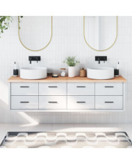 Comptoir de salle de bain 180x60x(2-4)cm bois massif non traité | Mobilier & Déco