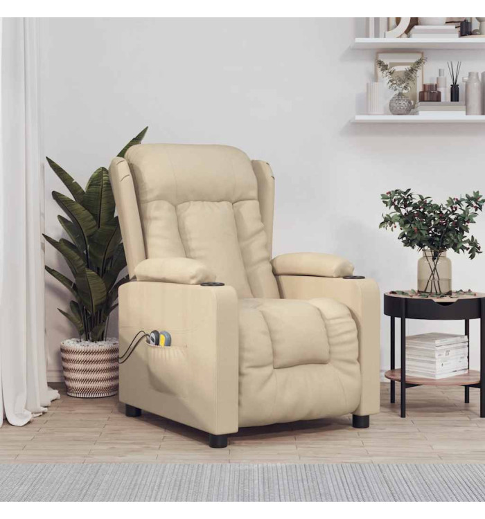 Fauteuil électrique de massage Crème Tissu | Mobilier & Déco