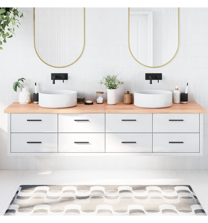 Comptoir de salle de bain marron 220x50x(2-4) cm bois traité | Mobilier & Déco
