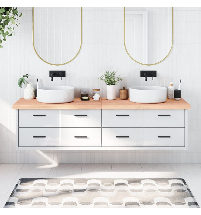 Comptoir de salle de bain marron 200x60x(2-6) cm bois traité | Mobilier & Déco