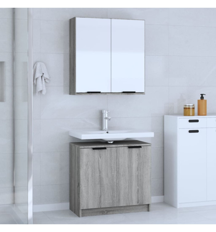 Ensemble d'armoires de salle de bain 2 pcs sonoma gris | Mobilier & Déco