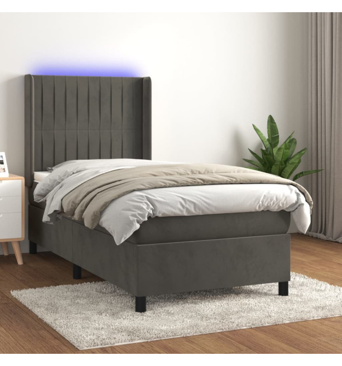 Sommier à lattes de lit matelas LED Gris foncé 80x200cm Velours | Mobilier & Déco
