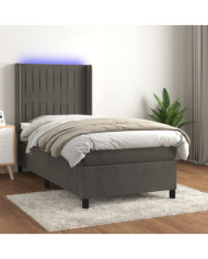 Sommier à lattes de lit matelas LED Gris foncé 80x200cm Velours | Mobilier & Déco