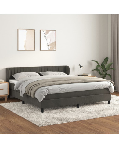 Sommier à lattes de lit et matelas Gris foncé 160x200cm Velours | Mobilier & Déco