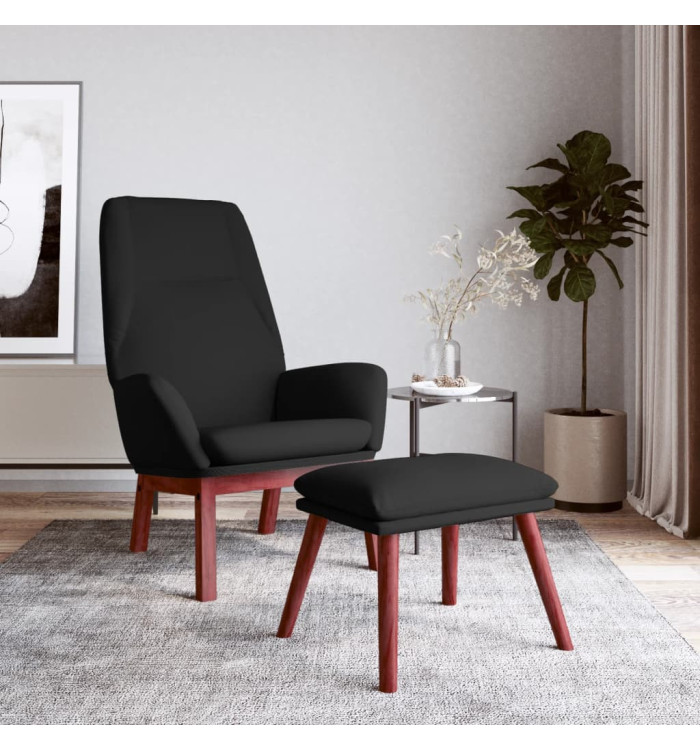 Chaise de relaxation avec repose-pied Noir Tissu | Mobilier & Déco