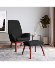 Chaise de relaxation avec repose-pied Noir Tissu | Mobilier & Déco
