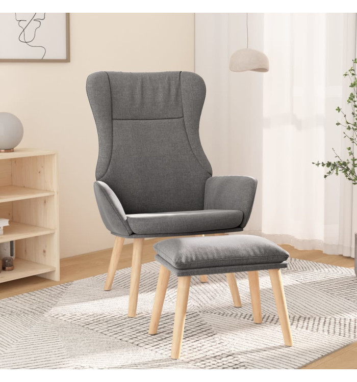 Chaise de relaxation avec repose-pied Gris clair Tissu | Mobilier & Déco