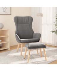 Chaise de relaxation avec repose-pied Gris clair Tissu | Mobilier & Déco