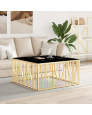 Table basse doré 100x100x50 cm acier inoxydable et verre | Mobilier & Déco