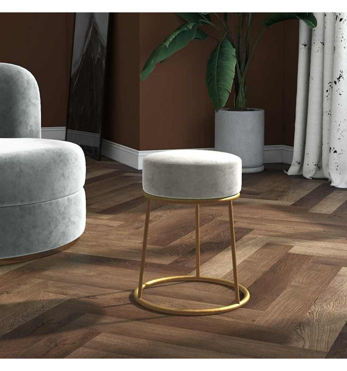 Tabouret rond Gris clair Velours | Mobilier & Déco