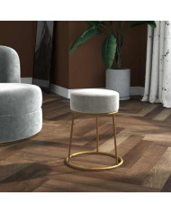 Tabouret rond Gris clair Velours | Mobilier & Déco