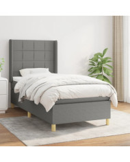 Sommier à lattes de lit avec matelas Gris foncé 100x200cm Tissu | Mobilier & Déco