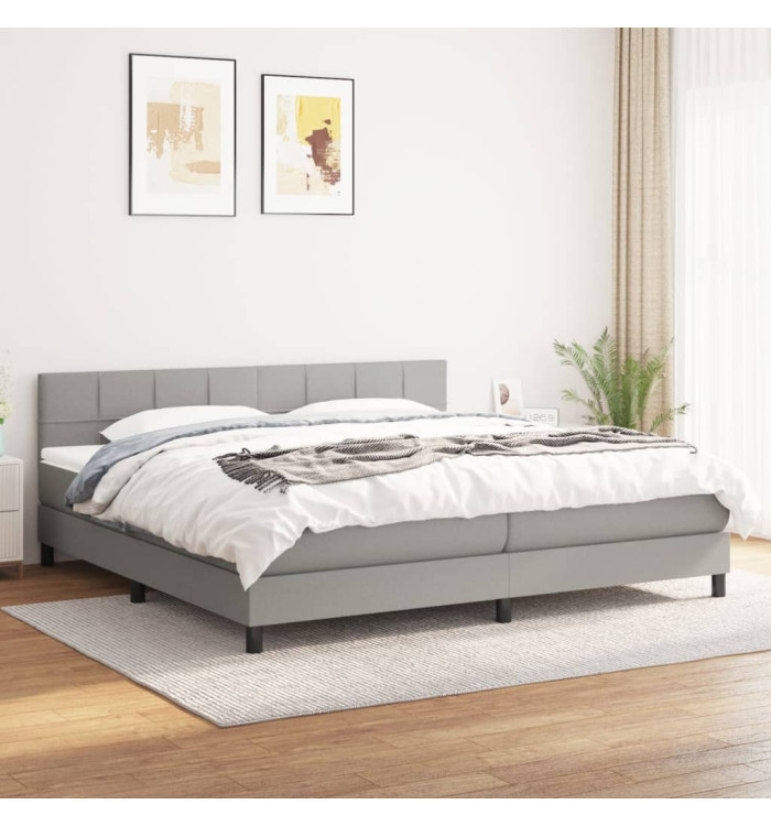 Sommier à lattes de lit avec matelas Gris clair 160x200cm Tissu | Mobilier & Déco