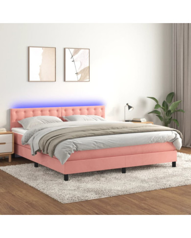 Sommier à lattes de lit avec matelas et LED Rose 160x200 cm | Mobilier & Déco