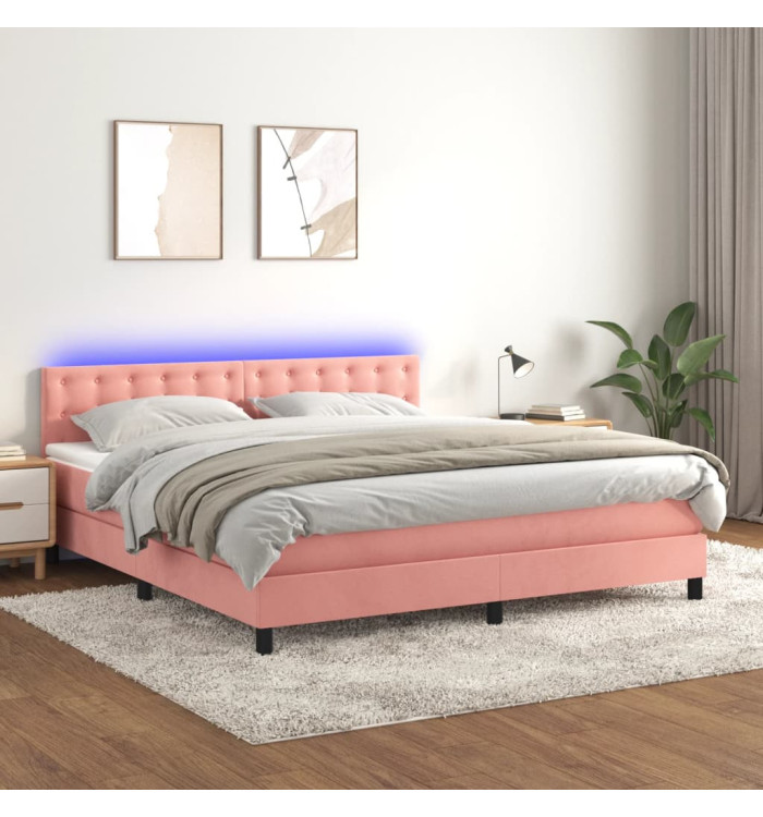 Sommier à lattes de lit avec matelas et LED Rose 160x200 cm | Mobilier & Déco