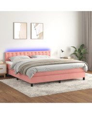 Sommier à lattes de lit avec matelas et LED Rose 160x200 cm | Mobilier & Déco