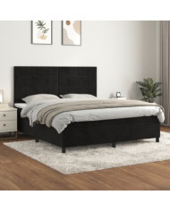 Sommier à lattes de lit avec matelas Noir 180x200 cm Velours | Mobilier & Déco