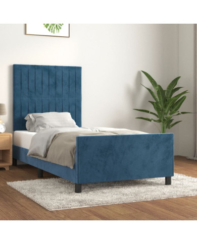 Cadre de lit sans matelas bleu foncé 90x190 cm velours | Mobilier & Déco