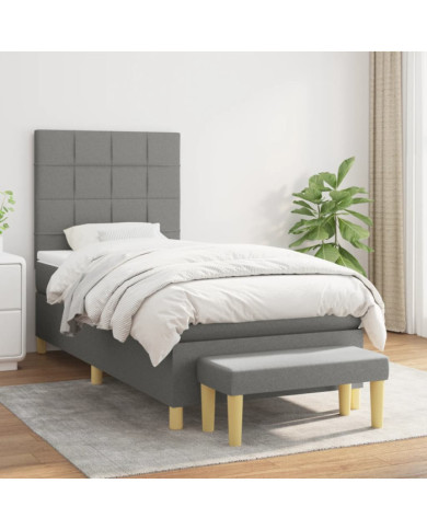 Sommier à lattes de lit et matelas Gris foncé 90x190 cm Tissu | Mobilier & Déco