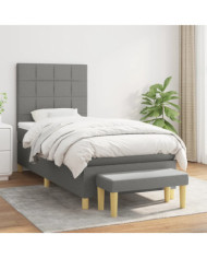 Sommier à lattes de lit et matelas Gris foncé 90x190 cm Tissu | Mobilier & Déco