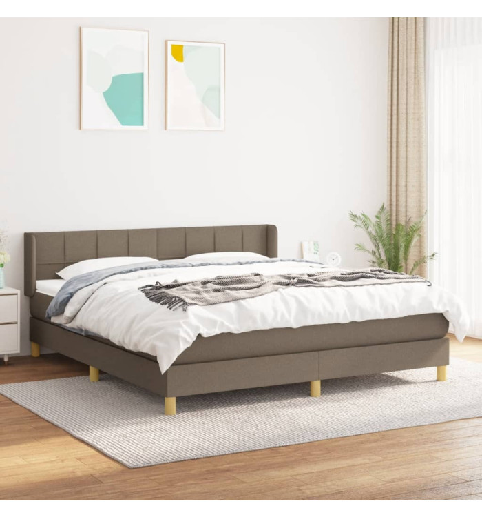 Sommier à lattes de lit avec matelas Taupe 180x200 cm Tissu | Mobilier & Déco