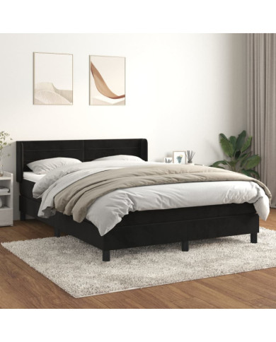 Sommier à lattes de lit avec matelas Noir 140x200 cm Velours | Mobilier & Déco